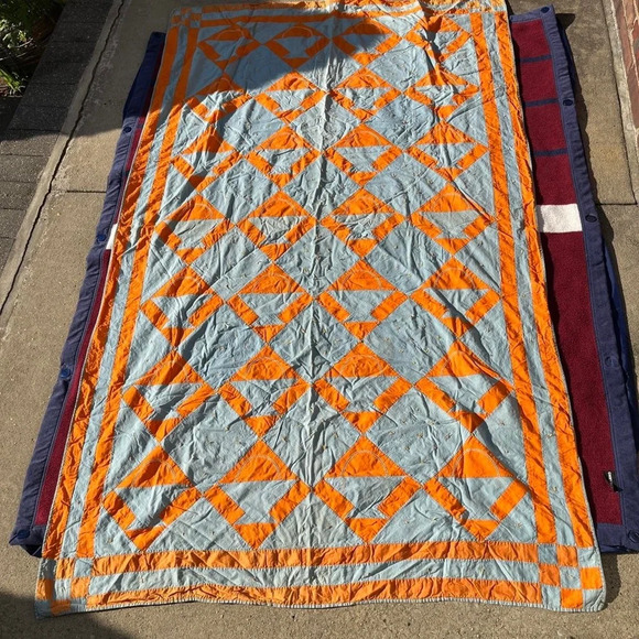 Vintage Antique Reversible quilted blanket 46”x76”